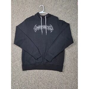 Unintended Hoodie Mens Medium Black Metal Graphic‎ Logo Streetwear Sweatshirt